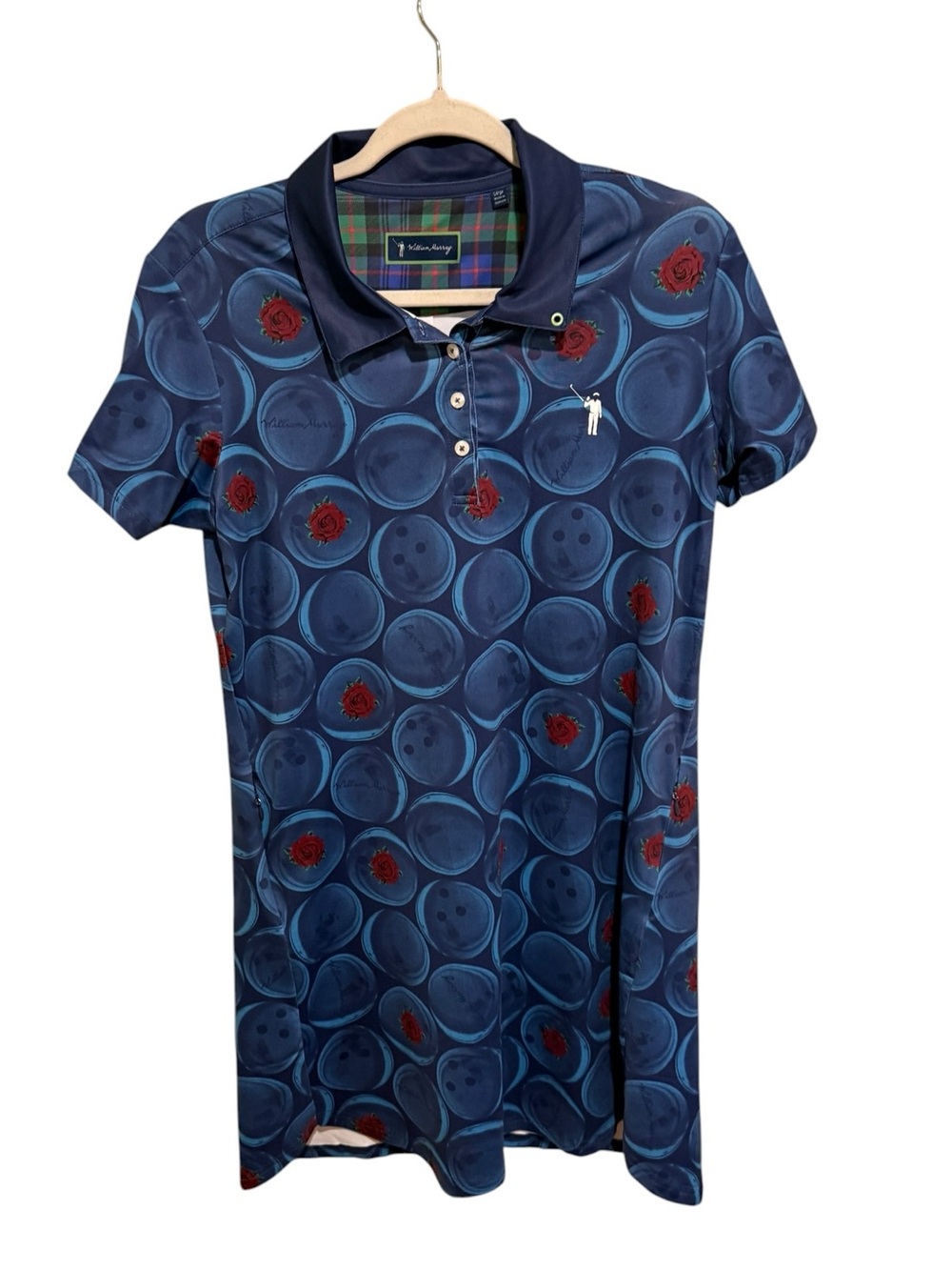 William Murray Golf Navy Blue & Red Short Sleeve Polo Dress